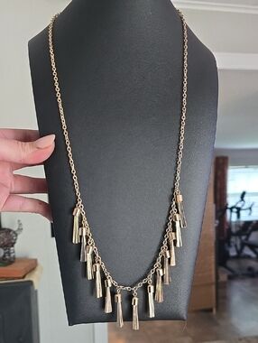 Gold Tassel Charm Necklace for Women - Delicate Drop Design
